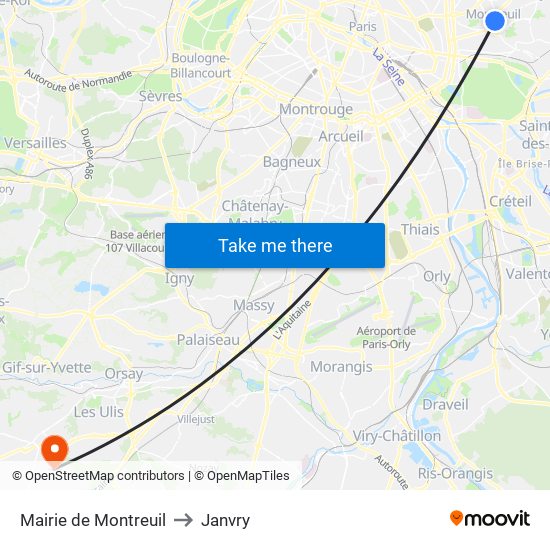 Mairie de Montreuil to Janvry map