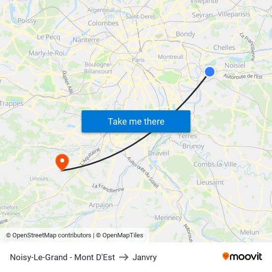 Noisy-Le-Grand - Mont D'Est to Janvry map