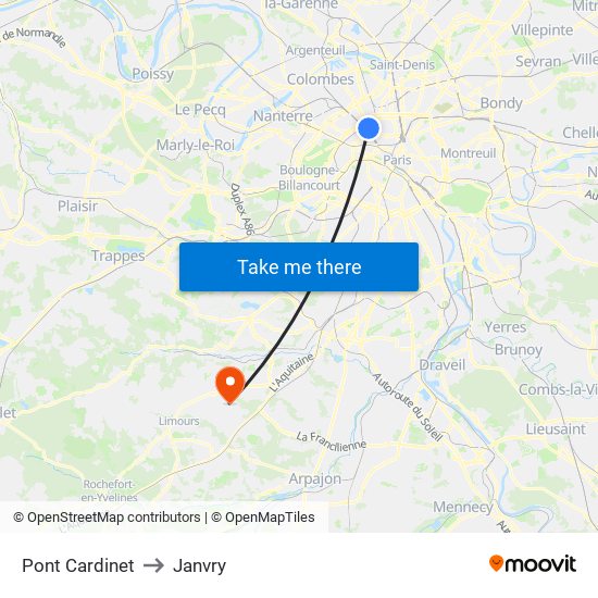 Pont Cardinet to Janvry map