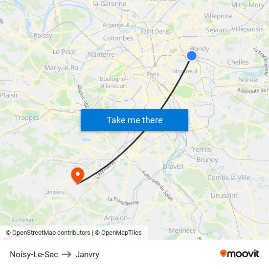 Noisy-Le-Sec to Janvry map