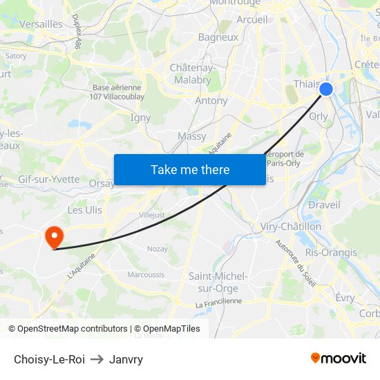 Choisy-Le-Roi to Janvry map