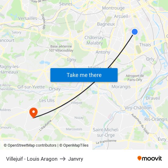 Villejuif - Louis Aragon to Janvry map