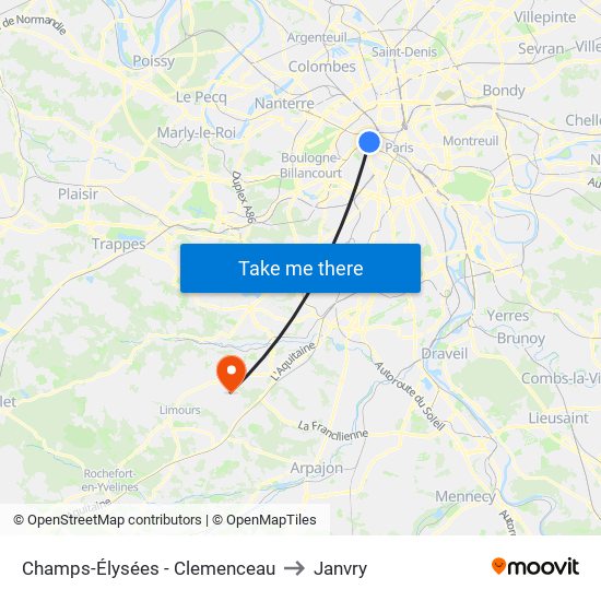 Champs-Élysées - Clemenceau to Janvry map