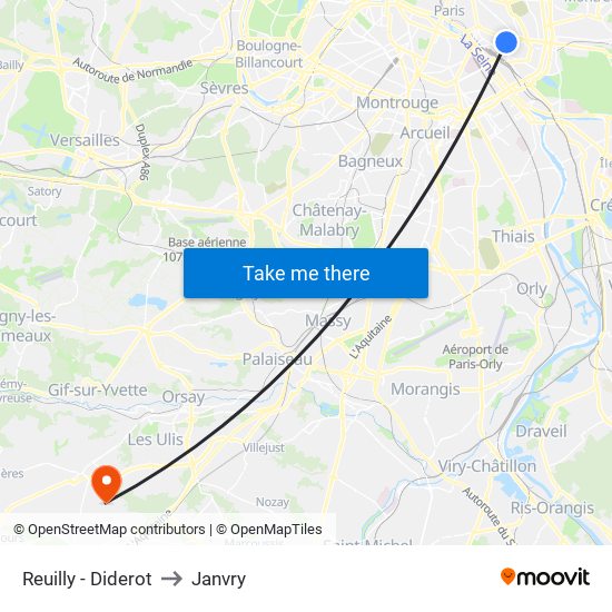 Reuilly - Diderot to Janvry map