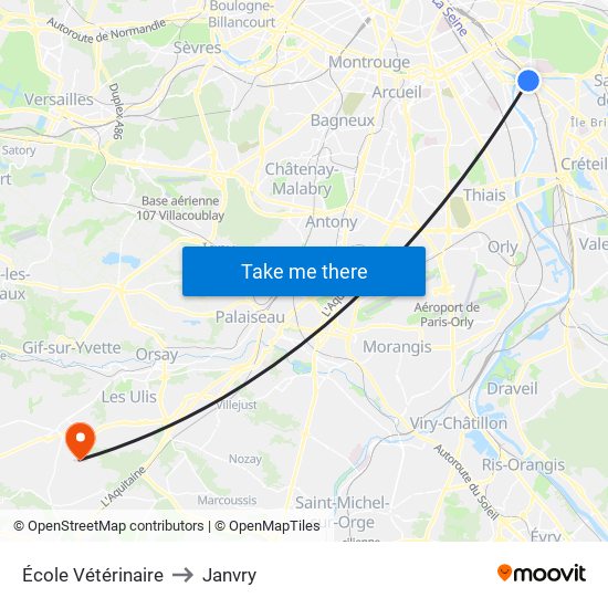 École Vétérinaire to Janvry map