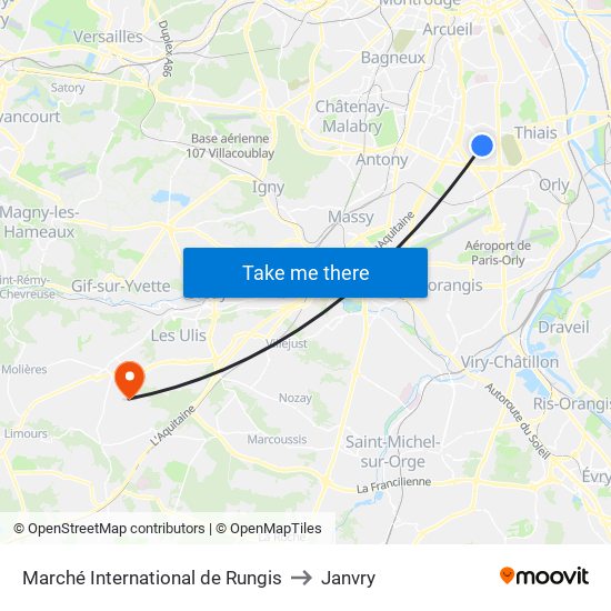 Marché International de Rungis to Janvry map