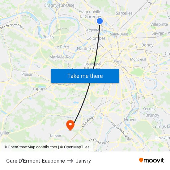 Gare D'Ermont-Eaubonne to Janvry map