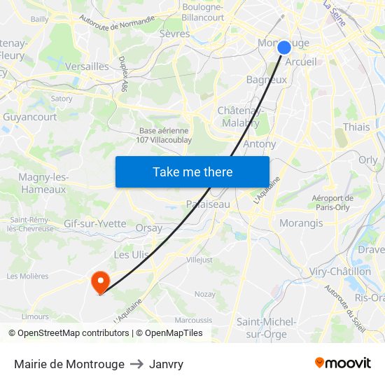 Mairie de Montrouge to Janvry map