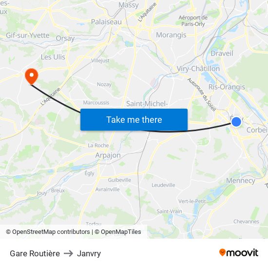 Gare Routière to Janvry map