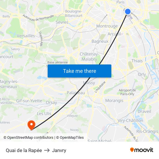 Quai de la Rapée to Janvry map