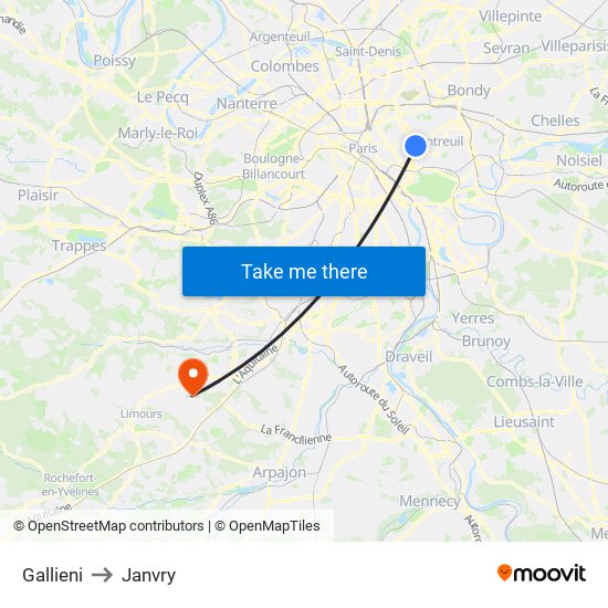 Gallieni to Janvry map