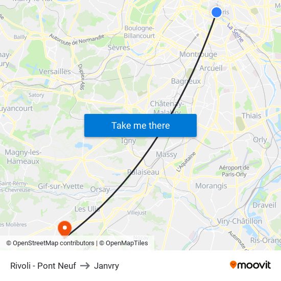 Rivoli - Pont Neuf to Janvry map