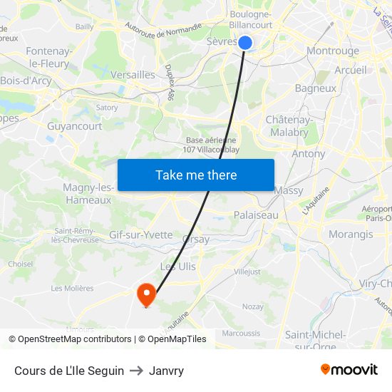 Cours de L'Ile Seguin to Janvry map