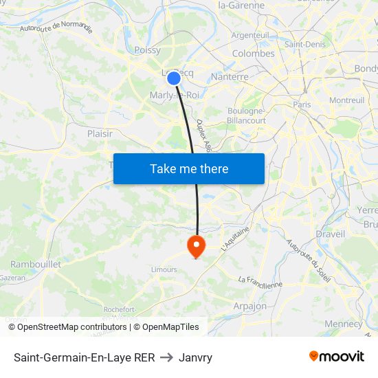 Saint-Germain-En-Laye RER to Janvry map