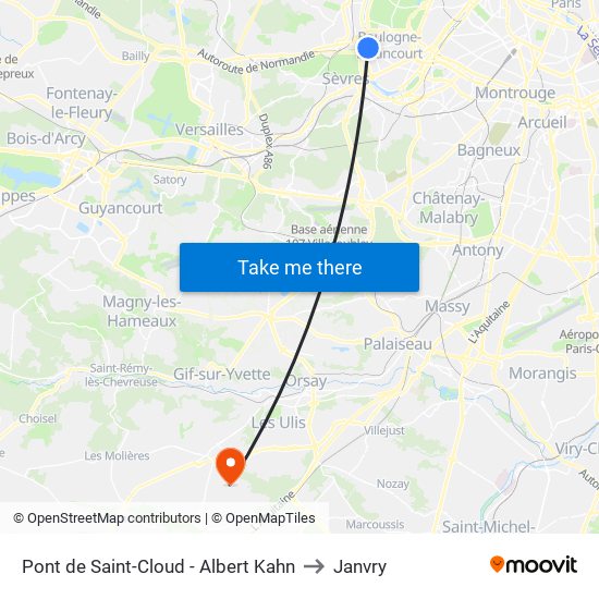 Pont de Saint-Cloud - Albert Kahn to Janvry map