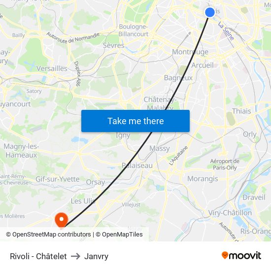 Rivoli - Châtelet to Janvry map