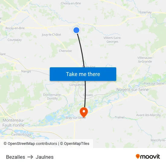 Bezalles to Jaulnes map