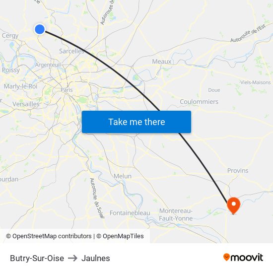 Butry-Sur-Oise to Jaulnes map