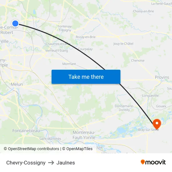 Chevry-Cossigny to Jaulnes map