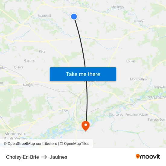 Choisy-En-Brie to Jaulnes map