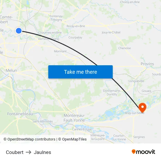 Coubert to Jaulnes map