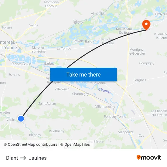 Diant to Jaulnes map