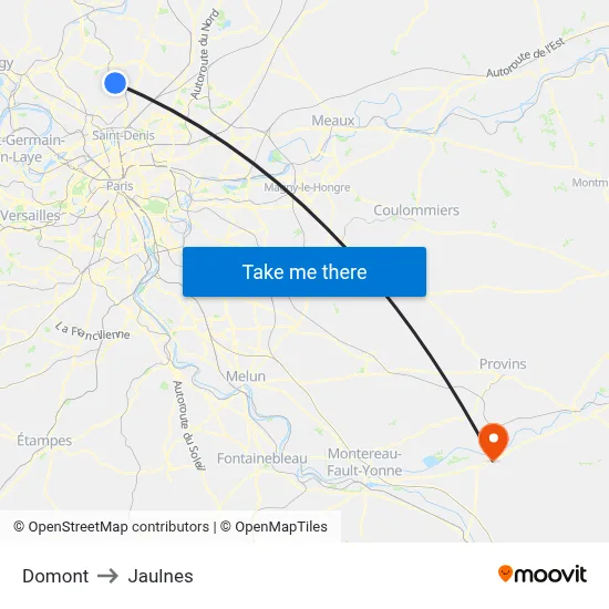 Domont to Jaulnes map