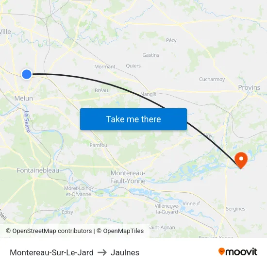 Montereau-Sur-Le-Jard to Jaulnes map