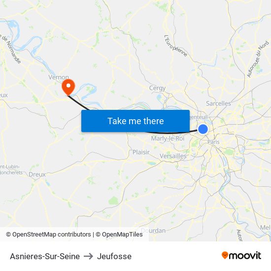 Asnieres-Sur-Seine to Jeufosse map
