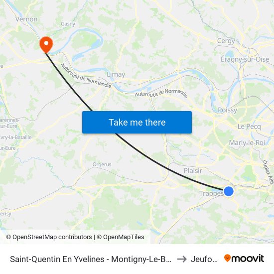 Saint-Quentin En Yvelines - Montigny-Le-Bretonneux to Jeufosse map
