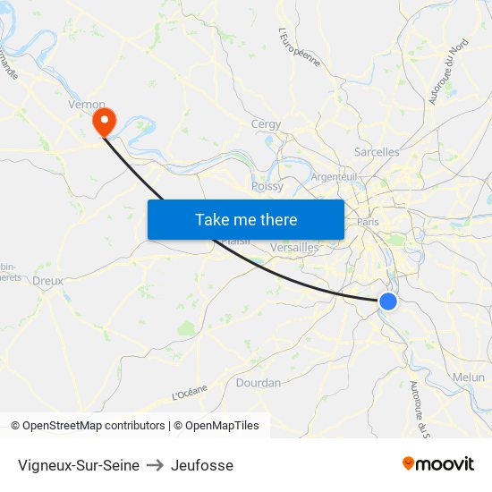Vigneux-Sur-Seine to Jeufosse map
