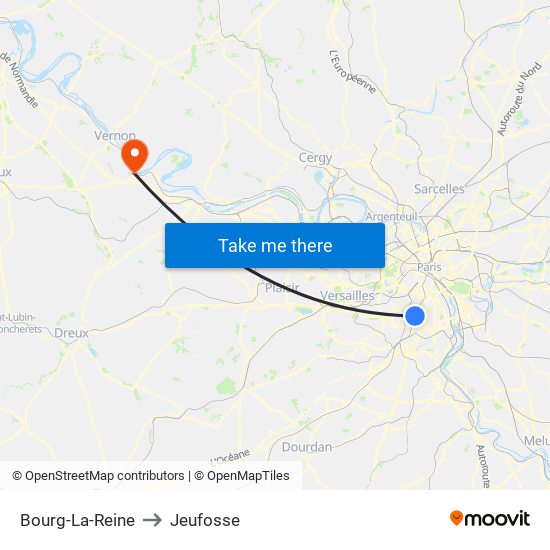Bourg-La-Reine to Jeufosse map