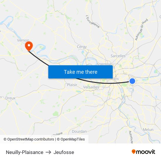 Neuilly-Plaisance to Jeufosse map