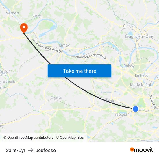 Saint-Cyr to Jeufosse map