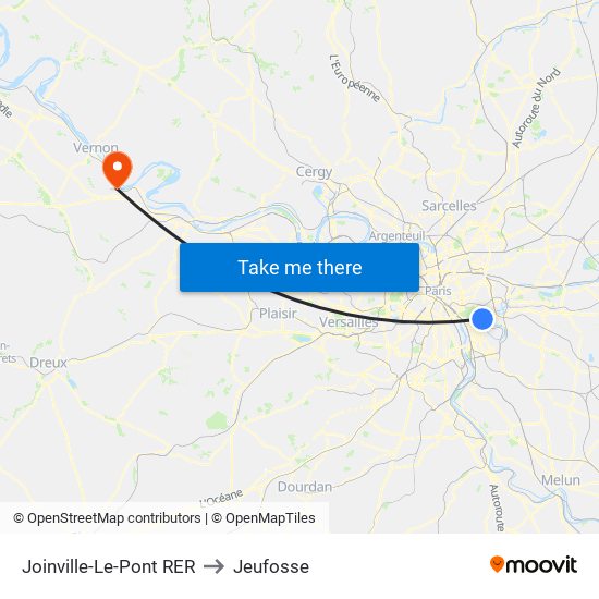 Joinville-Le-Pont RER to Jeufosse map