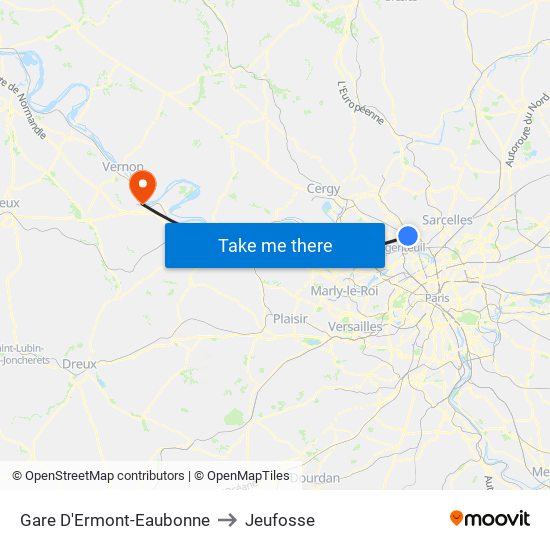 Gare D'Ermont-Eaubonne to Jeufosse map