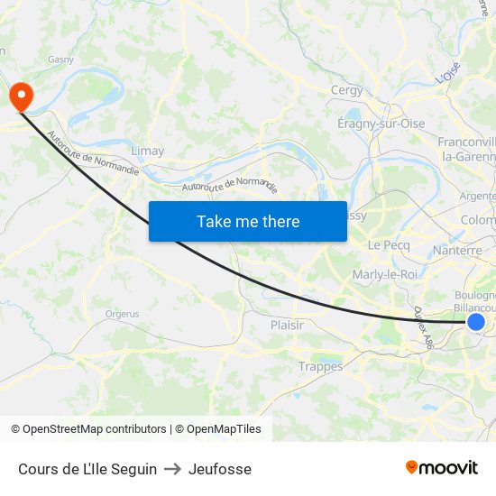 Cours de L'Ile Seguin to Jeufosse map