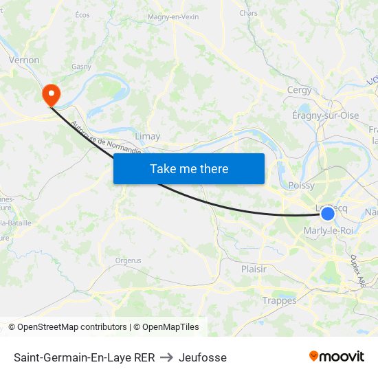 Saint-Germain-En-Laye RER to Jeufosse map