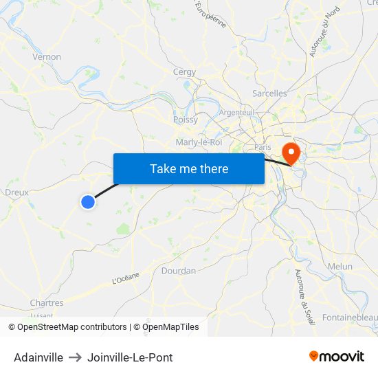 Adainville to Joinville-Le-Pont map