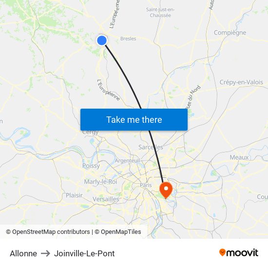 Allonne to Joinville-Le-Pont map