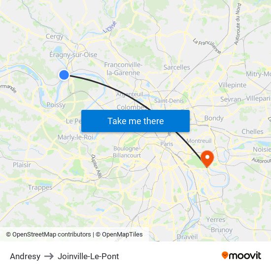 Andresy to Joinville-Le-Pont map