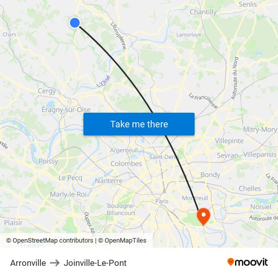 Arronville to Joinville-Le-Pont map