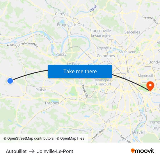 Autouillet to Joinville-Le-Pont map