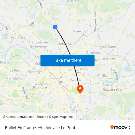 Baillet-En-France to Joinville-Le-Pont map