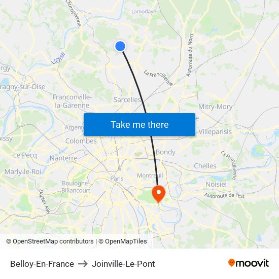 Belloy-En-France to Joinville-Le-Pont map
