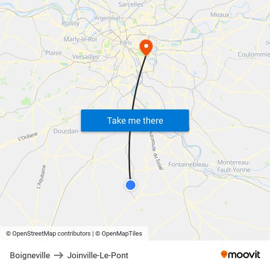Boigneville to Joinville-Le-Pont map