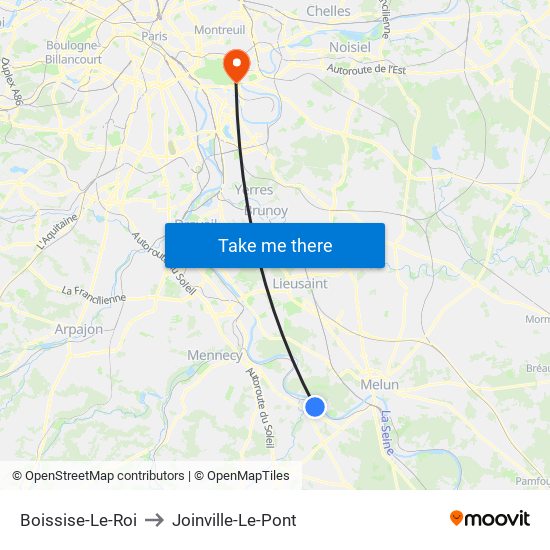 Boissise-Le-Roi to Joinville-Le-Pont map