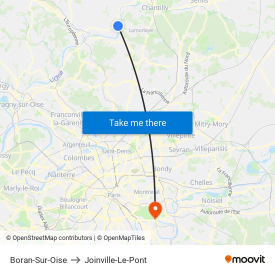Boran-Sur-Oise to Joinville-Le-Pont map