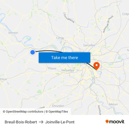 Breuil-Bois-Robert to Joinville-Le-Pont map