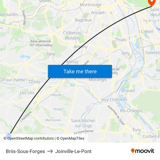 Briis-Sous-Forges to Joinville-Le-Pont map